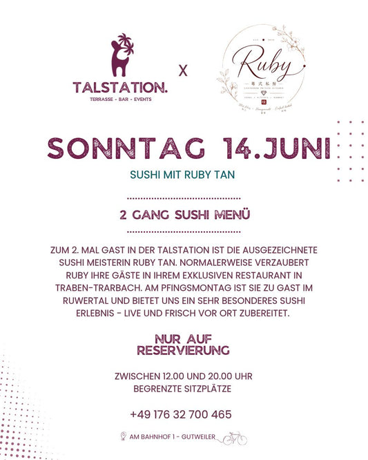 SUSHI MIT RUBY TAN - Sonntag 14. Juni